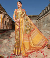 Multi Colour Handloom Natural Dyed Kanchipuram Udal Pettu Revival Silk Saree