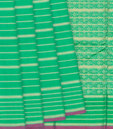 Green Kanchipuram Silk Saree With Beldari Stripes -Green