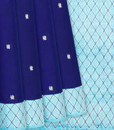 Blue Handloom Kanchipuram Korvai Silk Saree With Annam Motifs-Blue