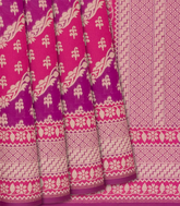 Pink Handwoven Banarasi Rangkat Organza Silk Saree With Floral Motifs-Pink