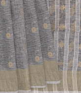 Grey Handwoven Cotton Linen Saree