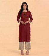 Maroon and mustard casual kurta-RC5730