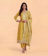 Mustard Embroidered Festive Anarkali Set-RC5705