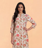 Off-White with Pink Floral Printed Co-Ord Set-CO5025