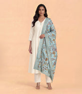 Off-White Kurta Set with Blue Dupatta-RC5638