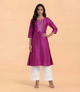 Onion Pink Embroidered Kurta-RC5712