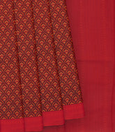 Black Printed Silk Saree With Floral Motifs -Black