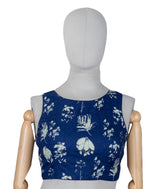 Blue Printed Readymade Cotton Blouse With Floral Print-RB5170