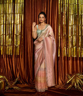 Multi Colour Woven Blended Georgette Saree With Embroidered Selvage-EN1830