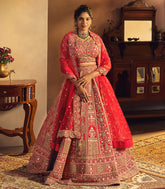 Regal Bridal Red Embroidered Lehenga Set-SK5108