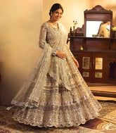Dazzling Grey Mirror Work Bridal Lehenga-SK5106