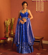 Deep Royal Blue Banarasi Silk Lehenga Set