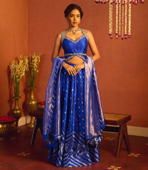 Deep Royal Blue Banarasi Silk Lehenga Set