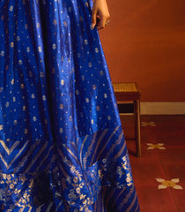 Deep Royal Blue Banarasi Silk Lehenga Set