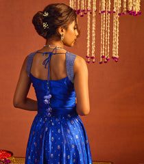 Deep Royal Blue Banarasi Silk Lehenga Set