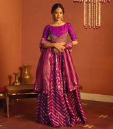 Deep Magenta Purple Banarasi Silk Lehenga Set-SK5117