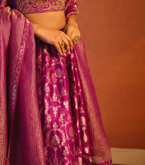 Deep Magenta Purple Banarasi Silk Lehenga Set-SK5117