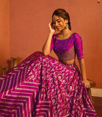 Deep Magenta Purple Banarasi Silk Lehenga Set-SK5117