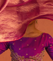 Deep Magenta Purple Banarasi Silk Lehenga Set-SK5117