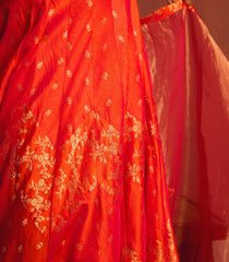 Sunset Orange Banarasi Silk Lehenga Set - SK5115