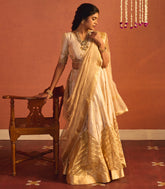 Ivory Gold Tissue Silk Lehenga Set-SK5116