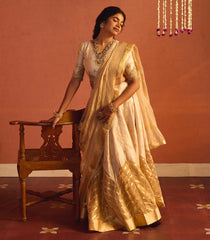 Ivory Gold Tissue Silk Lehenga Set-SK5116