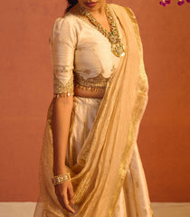 Ivory Gold Tissue Silk Lehenga Set-SK5116