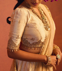 Ivory Gold Tissue Silk Lehenga Set-SK5116