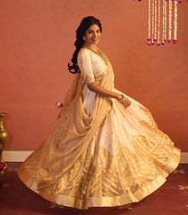 Ivory Gold Tissue Silk Lehenga Set-SK5116