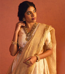 Ivory Gold Tissue Silk Lehenga Set-SK5116