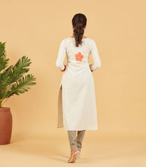 White Floral Printed Kurta