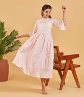 Baby Pink Flared Cotton Dress