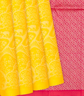 Yellow Handloom Soft Silk Saree With Deer Motifs-Yellow