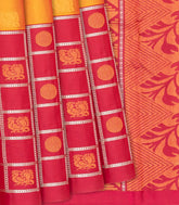 Mustard Handloom Soft Silk Saree With Annam Buttas-Mustard