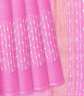 Bubble Gum Pink Woven Tussar Silk Saree With Diamond Motifs-BubbleGum Pink