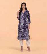 Violet & White Printed Kurta-KR0884