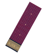 Magenta Handloom Kanchi Cotton Saree With Zari Checks-KC1844