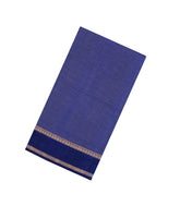 Dark Blue Handloom Silk Cotton Saree With Zari Checks-SC3927