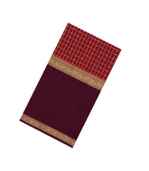 Crimson Handloom Silk Cotton Saree With Checks-SC4207