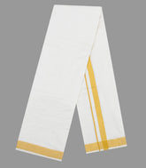 White Handloom Pure Silk 9 Yards Dhoti With 5 Yards Angavasthram-CD1541
