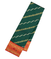 Bottle Green Handloom Korvai Kanchipuram Silk Saree With Floral Motifs-KA15454