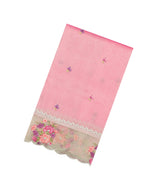 BubbleGum Pink Embroidered Synthetic Tissue Saree With Floral Motifs-SY0567