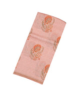 Dark Peach Woven Linen Saree With Printed Floral Motifs-LI0674