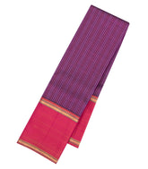 Magenta Handloom Kanchipuram Silk Saree With Zari Stripes-KA16164
