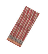 Rust Printed Chanderi Cotton Saree With Zari Border-CC1643