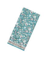 Turquoise Printed Jaipur Cotton Saree With Floral Motifs-JC1881