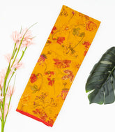 Mustard Woven Digital Printed Chiffon Silk Saree With Floral Motifs