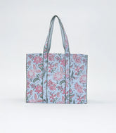 Light Blue Bagru Printed Handmade Cotton Quilted Tote Bag-ACS1039