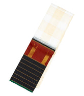 Off White Handloom Korvai Kanchipuram Silk Saree With Checks & Contrast Border-KA13369