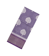 Lavender Printed Synthetic Dola Saree With Zari Stripes & Border-BL5394